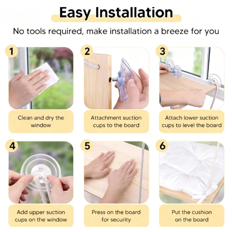 Amaca per gatti in legno massello Amache per gatti a doppia finestra Appese Gatti per animali domestici Gattino Ventosa Altalena Letti Catnap Gattini Gatti Letto Produc