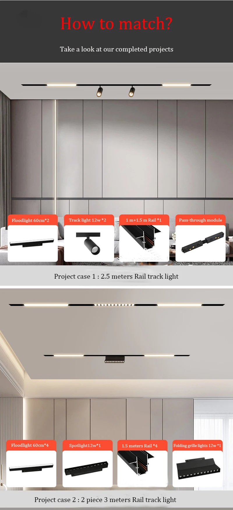 Tuya dimmalbe led schienen leuchte kompletter satz 360 ° einstellbare cob schienen beleuchtung für bekleidungs geschäft küchen schienen leuchte – Detail 4