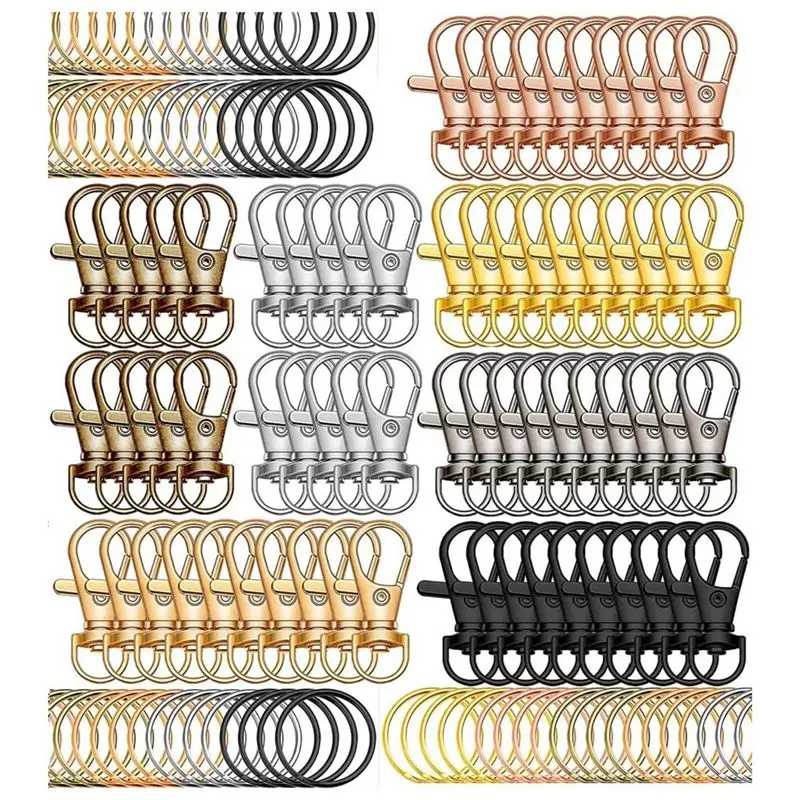 2025+ 140Pcs Keyrings Carabiner Keyring Swivel Snap Hook Lobster Clasp Key Chain Clip Keyring for Keyring