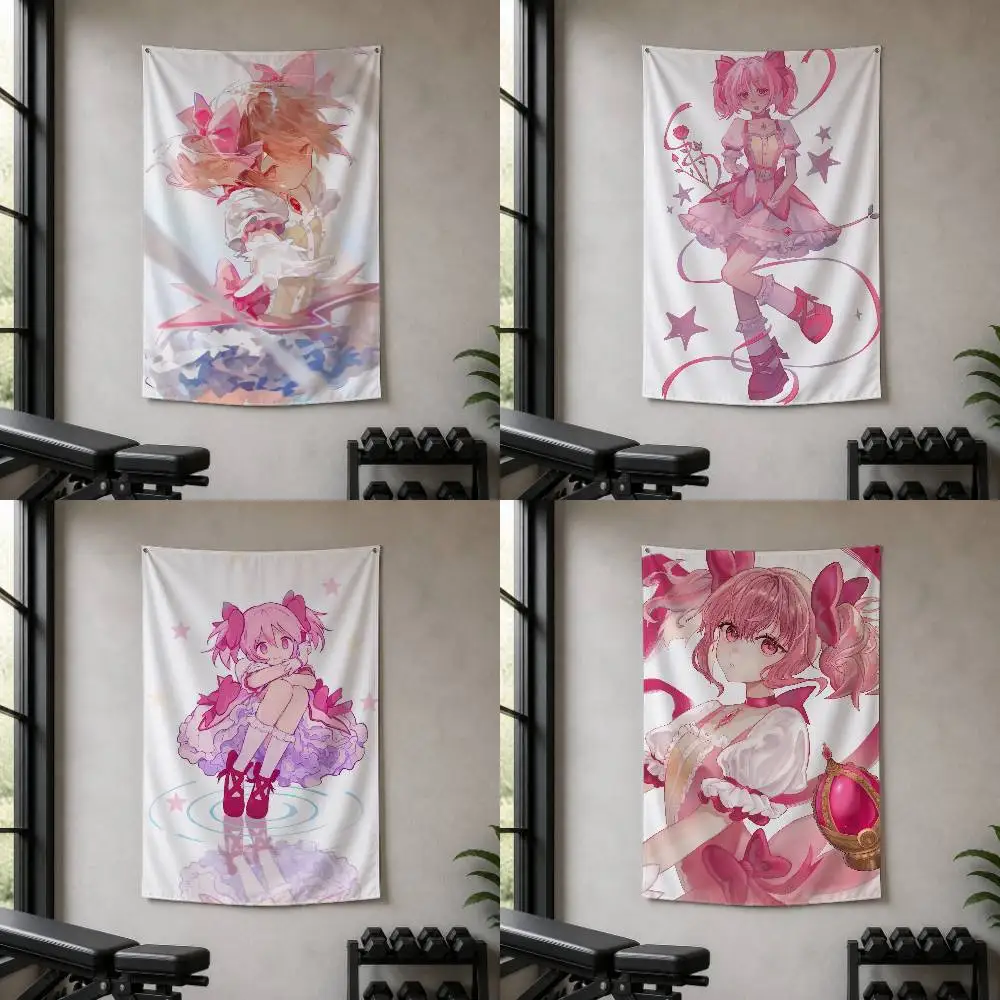 P-Puella Magi M-Madoka Decorative Wall Flag Banner for Home Garden Garage Indoor Outdoor Decor