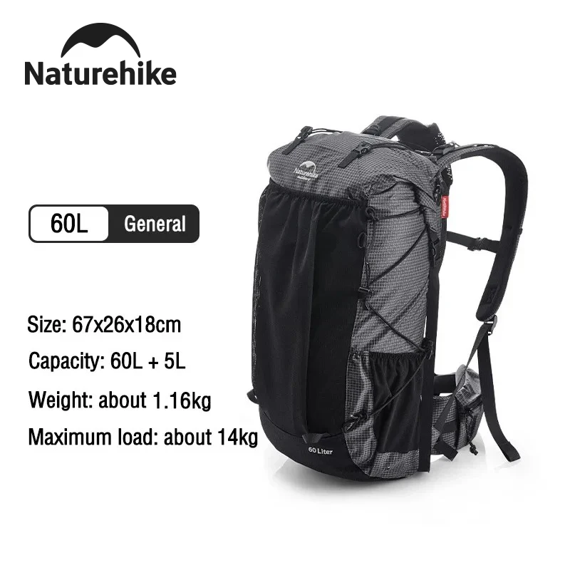 Naturehike Mountain Rucksack Rock 60/40+5L Interner Rahmen Wanderrucksack für Outdoor Camping Reisen Rucksackreisen mit Regenschutz