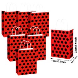 Red Polka Dot Paper Gift Bags with Handles Candy Bags  Treat Bags for Ladybug Theme Party Gift Bags Kid Birthday Party Supplies