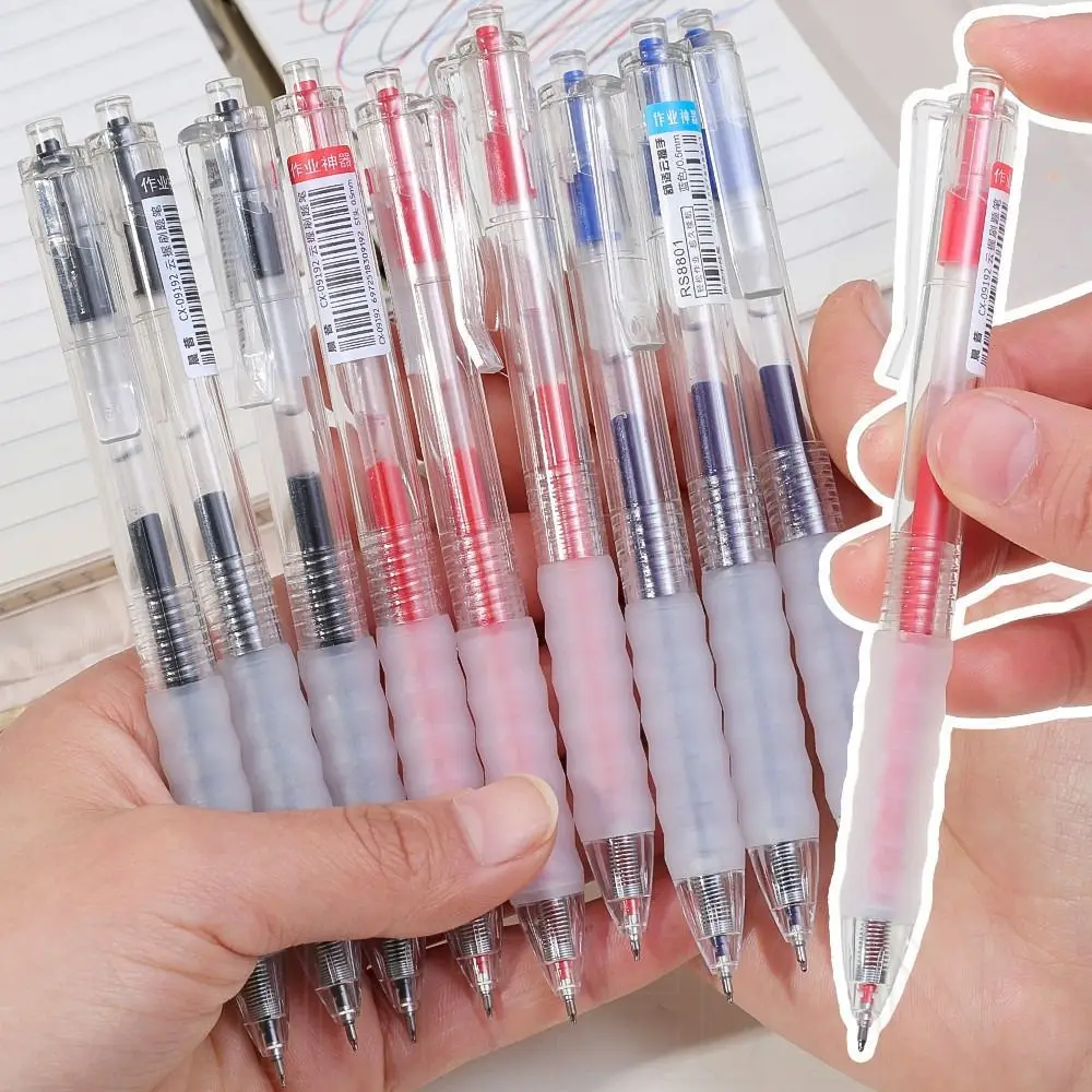 Simple Quick-drying Gel Pen Black/Blue/Red Ink 0.5mm Pen Tip Ballpoint Pen Press Type Signature Pens Stationery