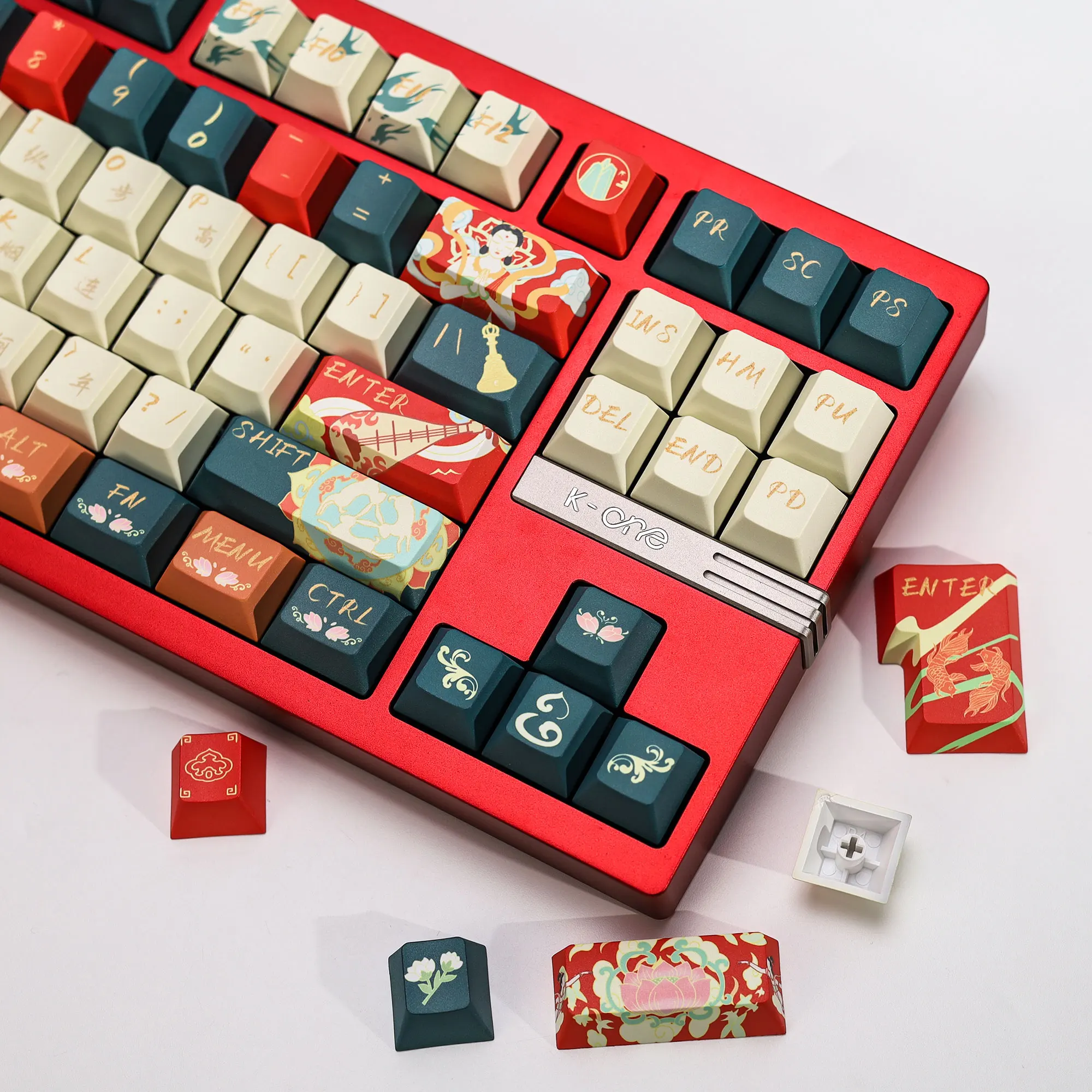 KBDiy 143 Keys Dunhuang Theme Keycaps Cherry Profile PBT Keycap For Mechanical Keyboards Gaming Key Caps 60% For MX Switches