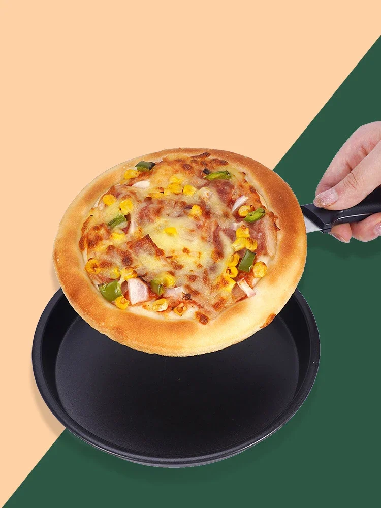 6/8/9/10 Inch Round Pizza Plate Pizza Pan Deep Dish Tray Carbon Steel Non-stick Mold Baking Tool Baking Mould Pan Pattern