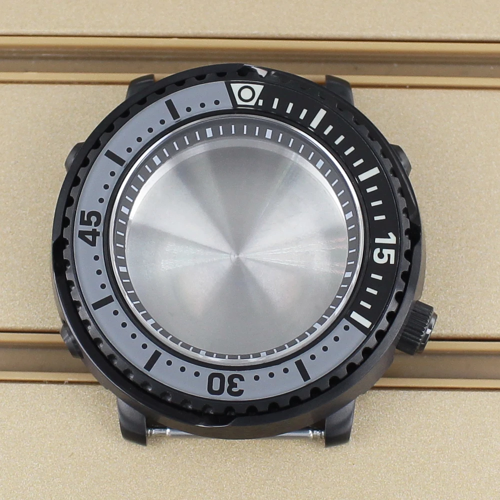 

43.3mm pvd Black Watch Case C3 bezel Sapphire Glass For Seiko Nh34 Nh35 Nh36 Nh38 Movement 28.5mm Dial Modified Tuna Baby Canned