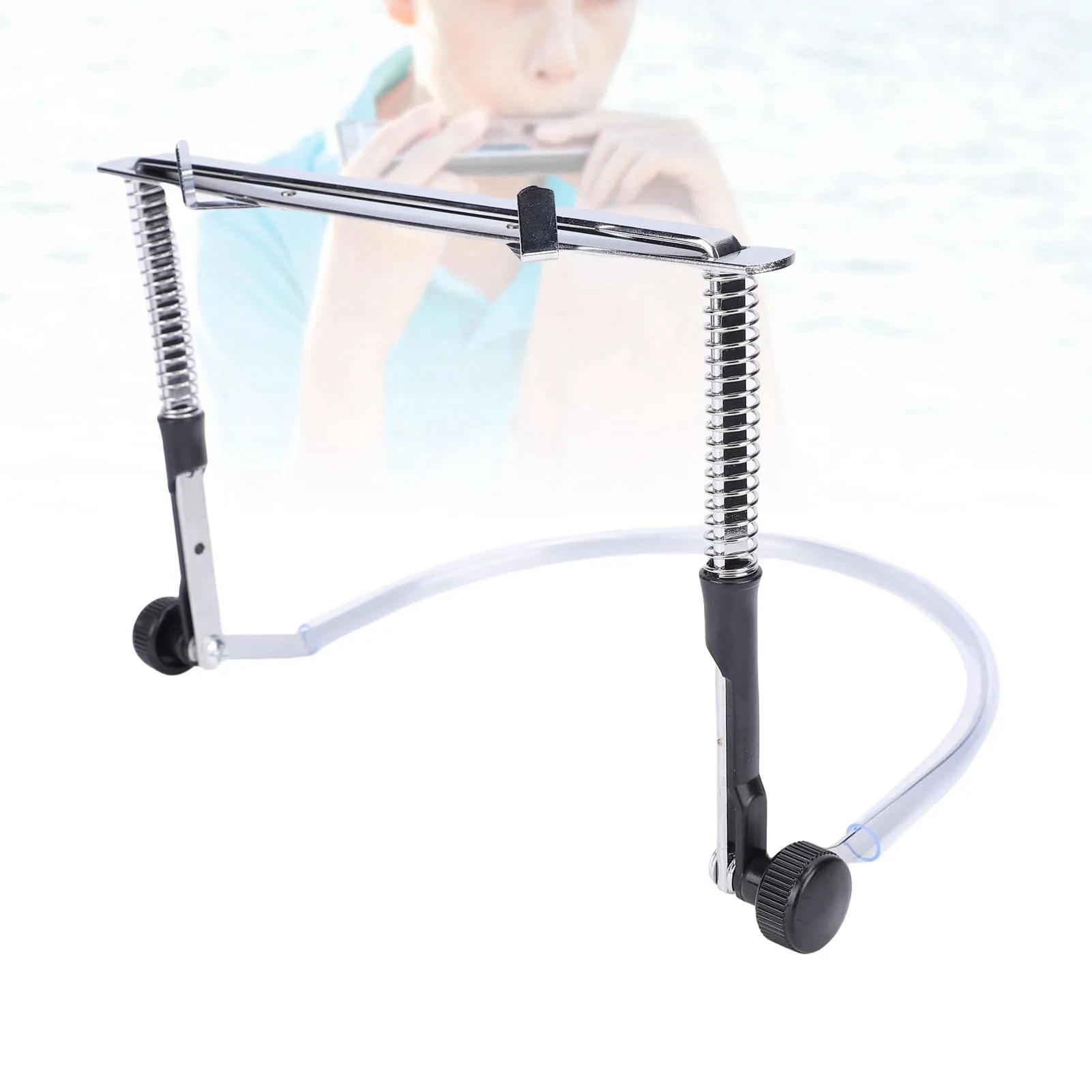 하모니카 홀더 조절 가능한 합금강 전문 하모니카 넥 홀더 10홀 24홀 하모니카용 실버 스티커 포함