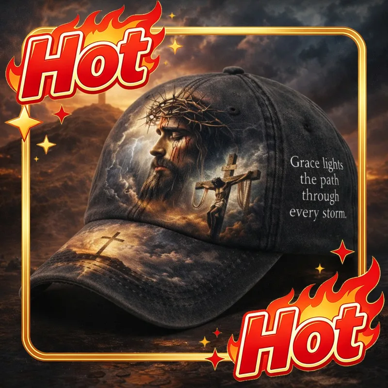 Custom Hat Grace Illuminates The Way In Every Tempest - Adjustable Cap With An Inspirational Christian Theme, Ideal For Religiou