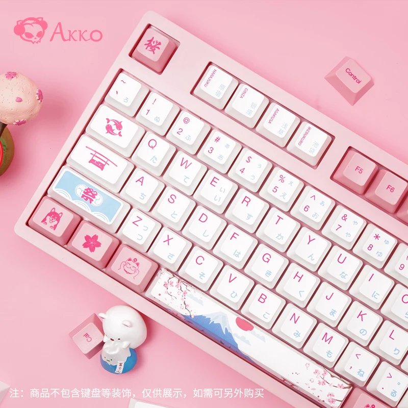 Imagem -04 - Akko-conjunto Completo de Keycap Pbt World Tour Tokyo r2 Versão Coreana Russa e Chinesa 185 Chaves Cereja Sublimação Completa