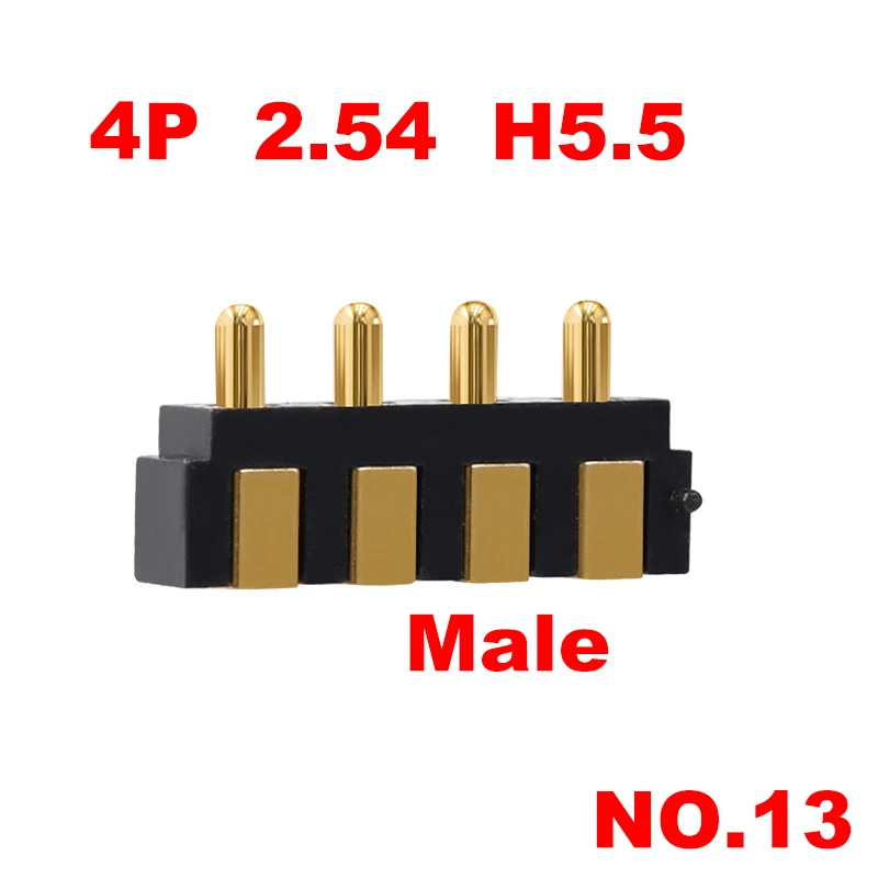 1pcs 3p 4p 5p 2.54 H 5.5 6.0 7.0 4.0 5.7 Spring Loaded Pogo Pin Connector Side Welding Mount SMD Strip Contact SMT Female Male