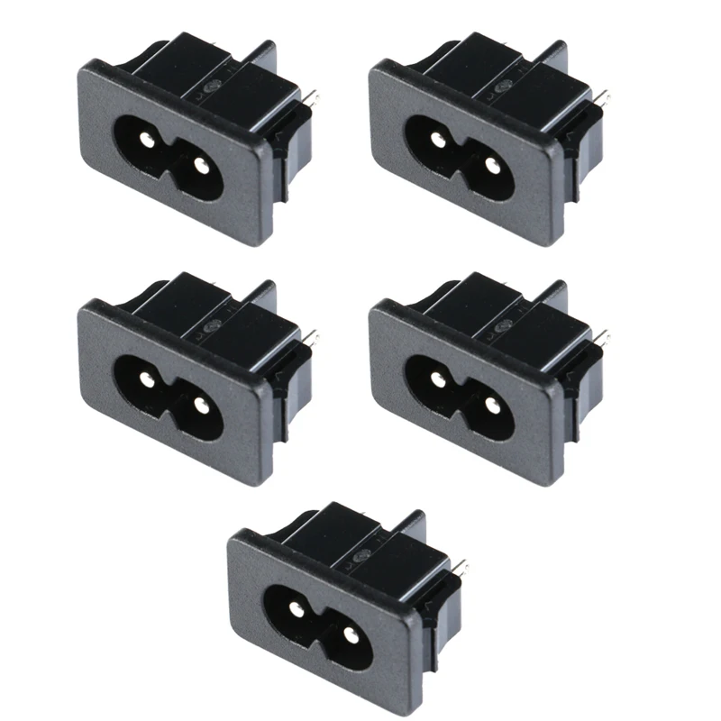5/10pcs AC Power Inlet Connector Socket 250V 2.5A Power Outlet Connector 2Pin C8 For Rc Car Motors RC Household appliances