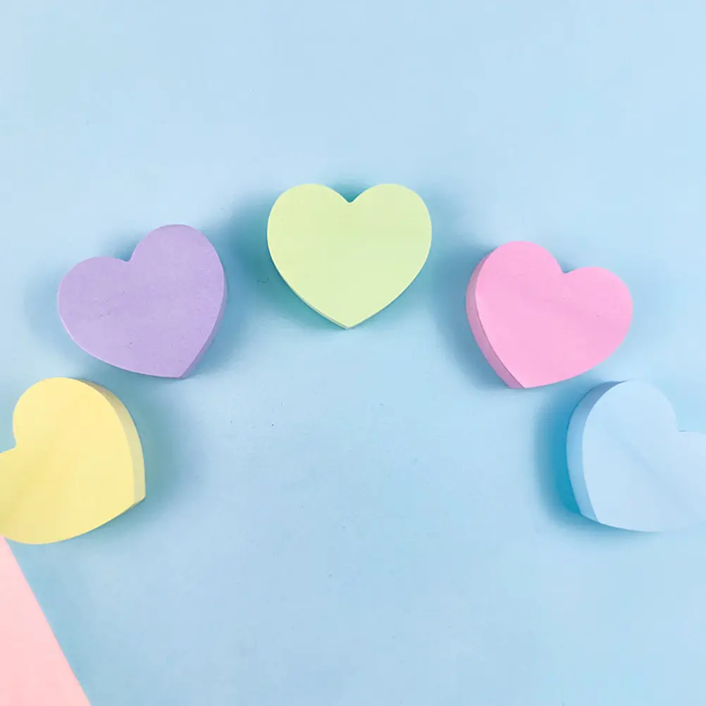 10 Heart Shape Memo Stickers Self Adhesive Note Pads for Office School Home Use Portable Compact Daily Reminder Notes