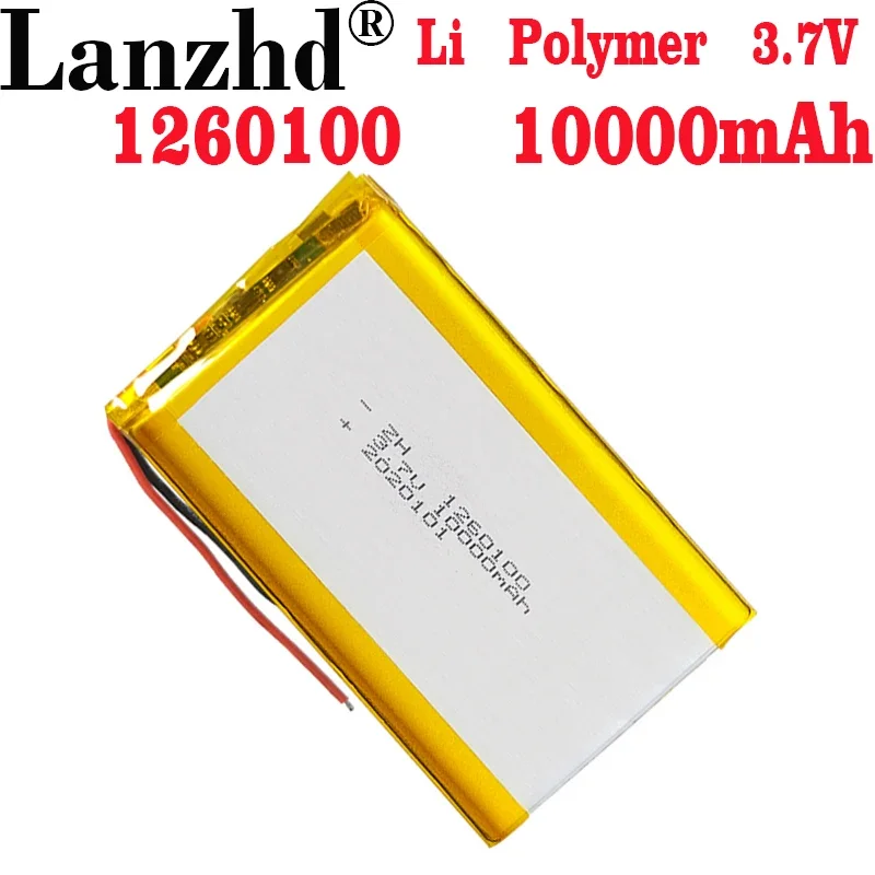 1-12pcs 3.7V Lipo Lithium Batteries 1260100 10000mAh Li polymer Battery For Tablet DVD Bluetooth speaker Mobile power powerbank