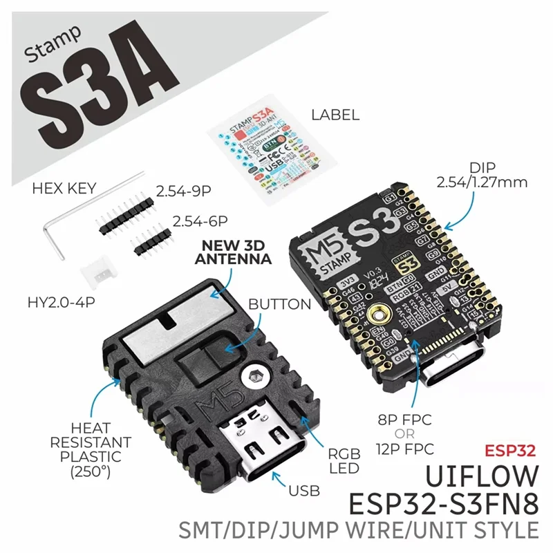 【NUEVO】Módulo M5stack ESP32S3A M5stamp-microcontrolador integrado de placa de desarrollo oficial