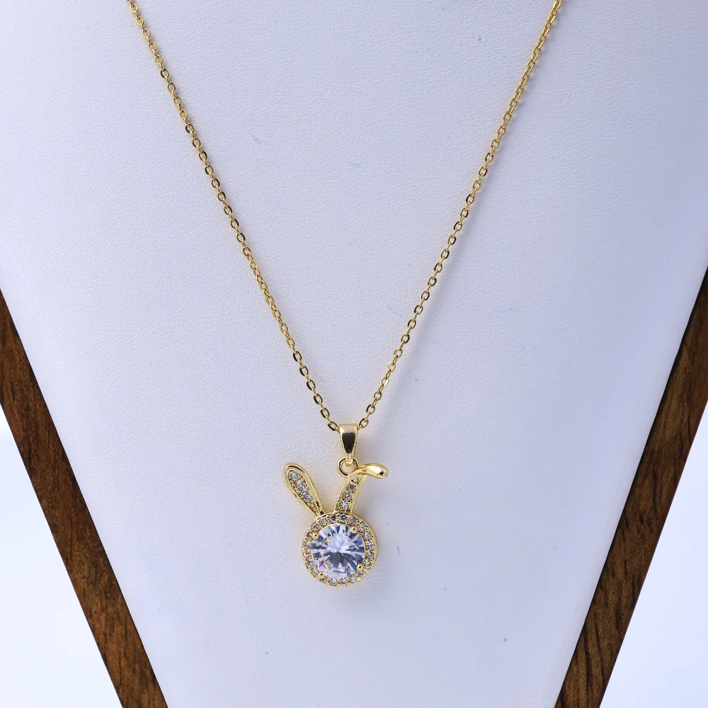 Beautiful Necklace: Full Zirconium Rabbit Pendant with Rabbit Ears - Niche Luxury, Versatile Design, Perfect Gift for 2025, Fore
