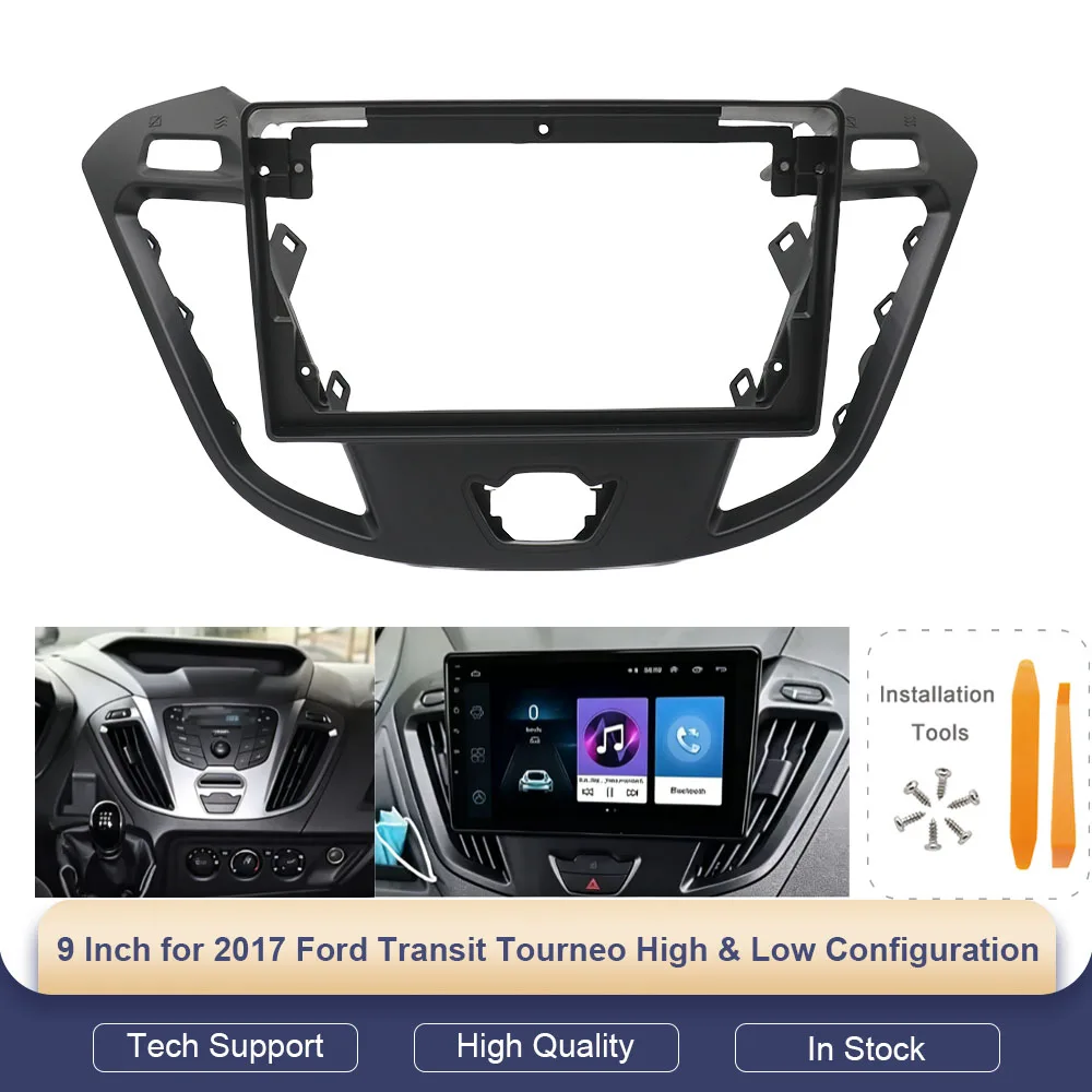 9 Inch Car Radio Fascia For Ford Transit Tourneo 2017  Low High Configuration ABS Dash Kit
