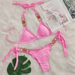 2026 New Sexy Bikinis Swimsuit With Rhinestones Women's Swimwear Female Push Up Bikini Beach Swim Wear Bathing Suits Pool Bather