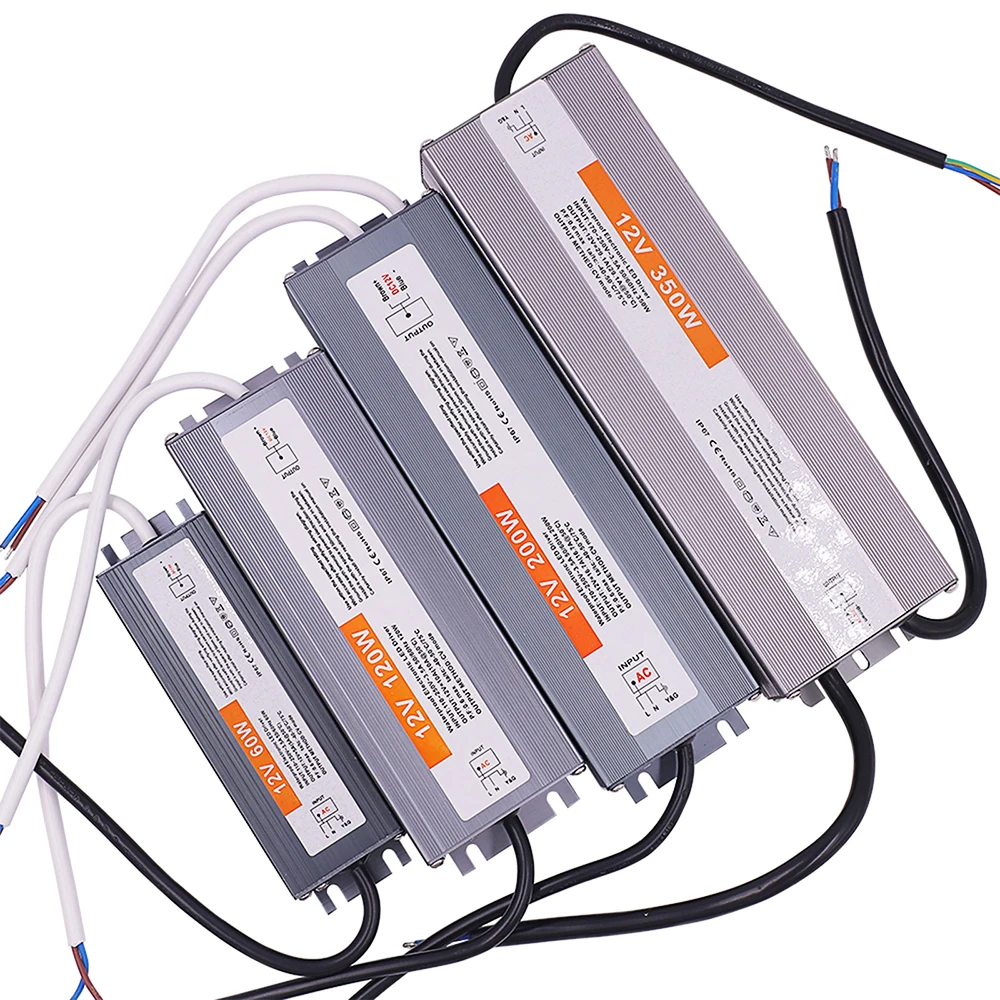 

Драйвер для светодиодов, водонепроницаемый IP67, 60W 100W 300W 400W 500W 600W, 110V 220V AC на 12V 24V DC, трансформатор-адаптер для светодиодных лент