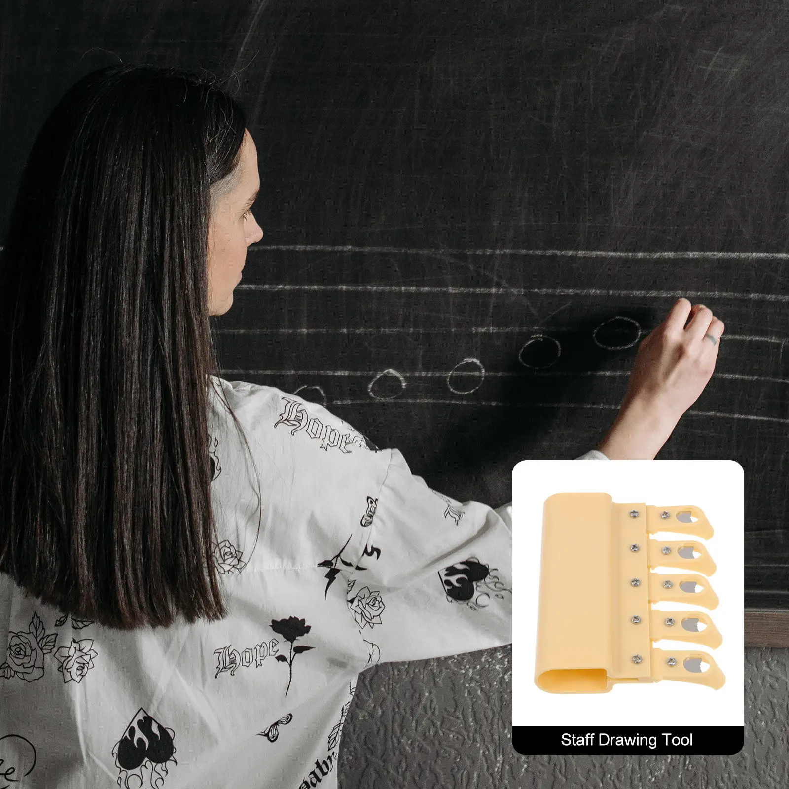 

1Pcs Portable Staff Drawing Tool Plastic Staff Scribe for Blackboard Easy to Carry Music Education Drawing Supply Teacher Gift