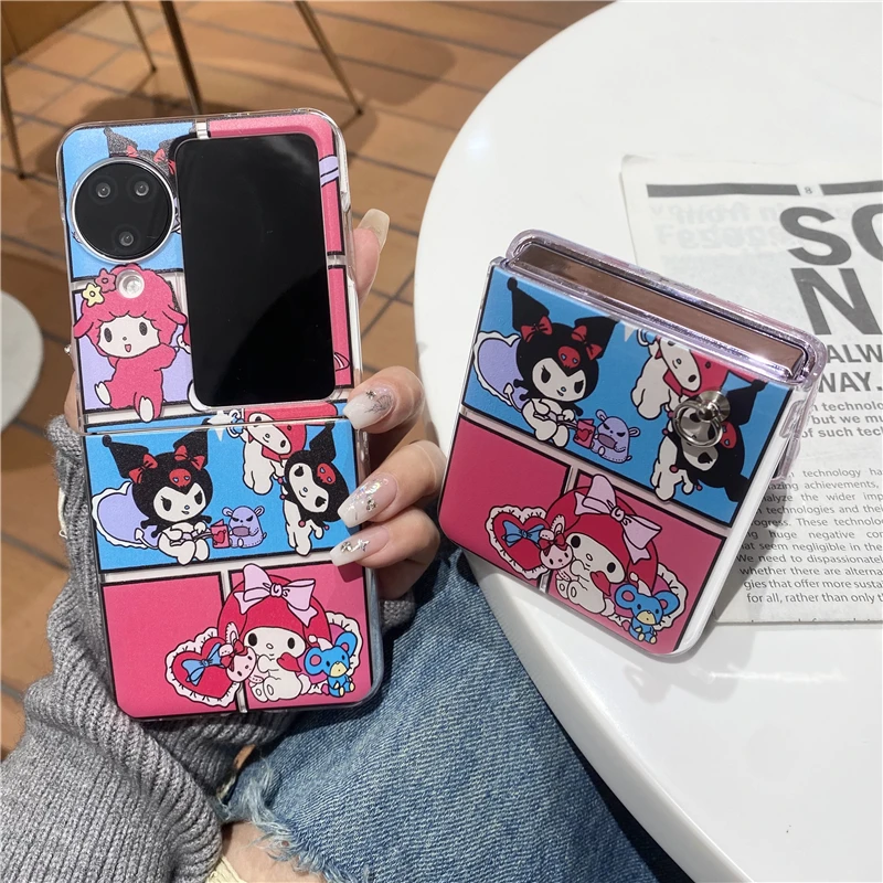 Zabawkowe chipsy Anime Crayon Boy Disney śnieżnobiałe siedem krasnoludków dla OPPO Find N N2 N3 Flip VIVO X składane z klapką etui na telefon