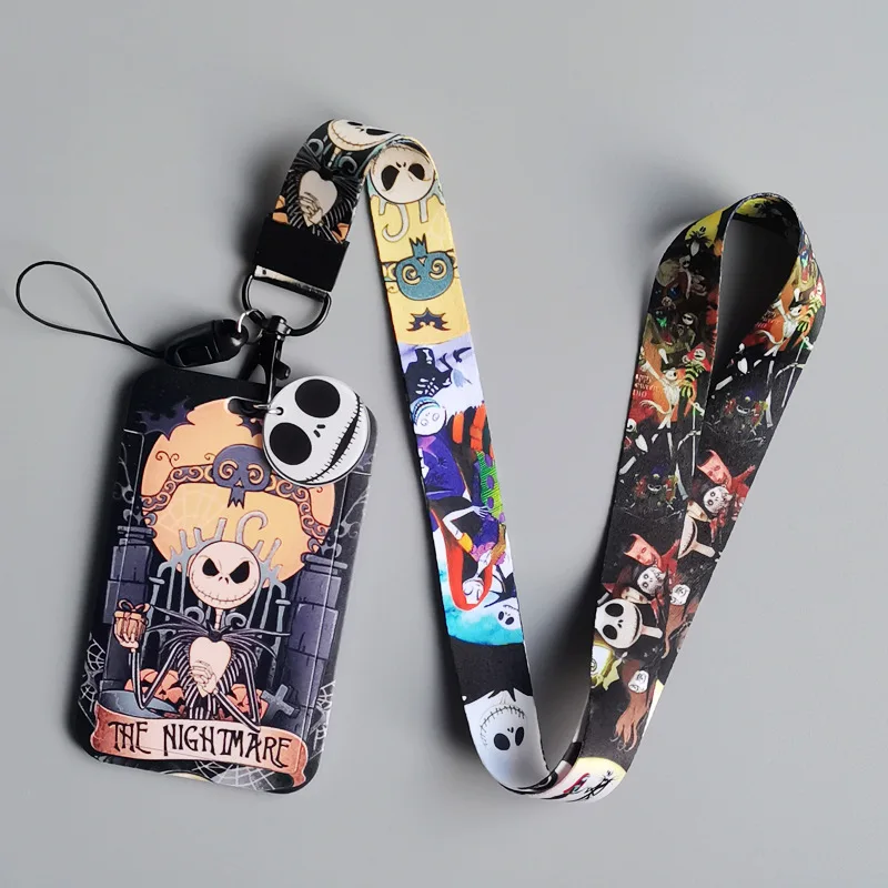 1 Set Disney Jack Skellington Pvc Card Cover Campus Card Mickey Minnie Opknoping Tas Kaarthouder Lanyard Id-kaart