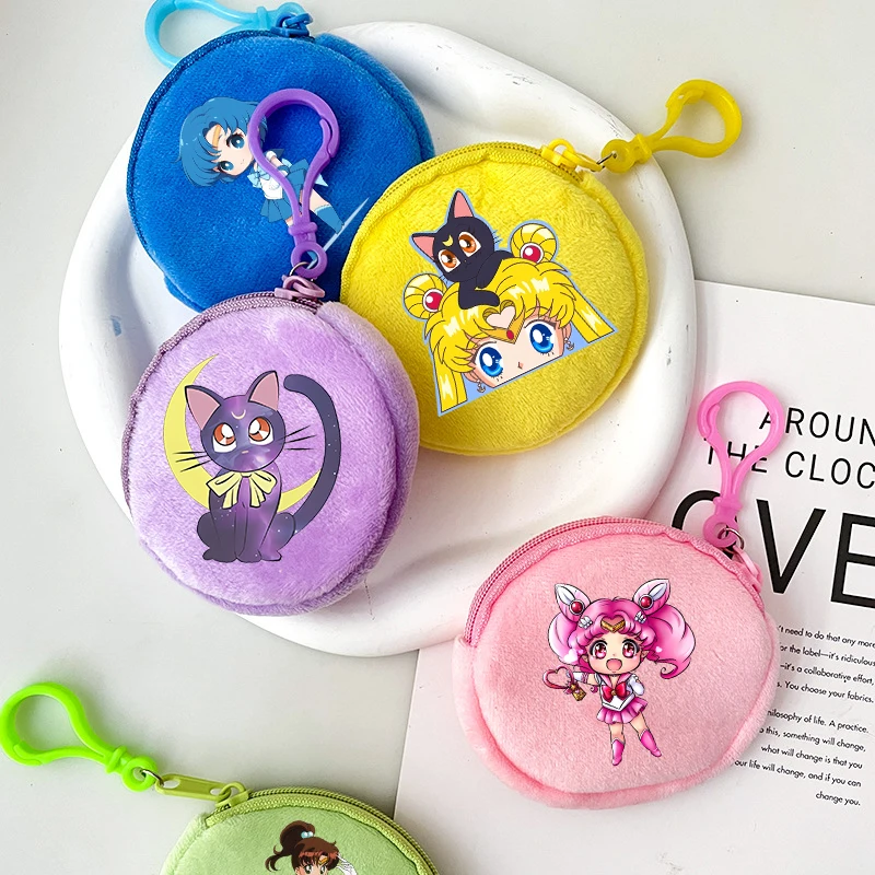 

Sailors Moons Coin Purse Kawaii Anime Figure Mini Wallet Girl Sweet Backpack Pendant Plush Storage Bags Accessory Birthday Gifts