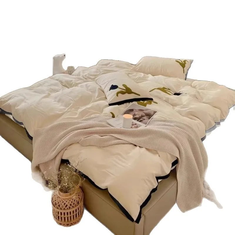 

Wabi Sansi Minimalist Elephant Ears Leather Bed Internet celebrity Light Luxury Modern Simple Double Bed