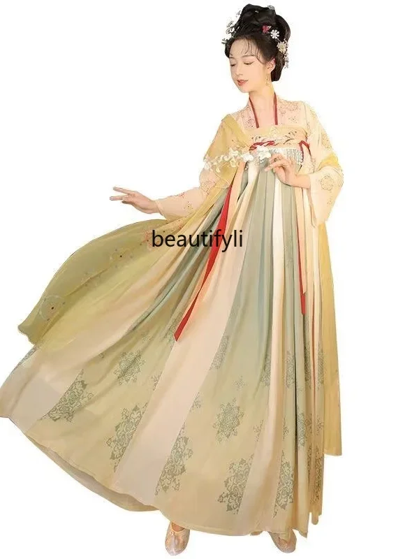 

Han Feng Tang Yun Original Women's Han Chinese Clothing Chest-High Dress Chinese Style Costume Cabbage Spring and Summer Daily