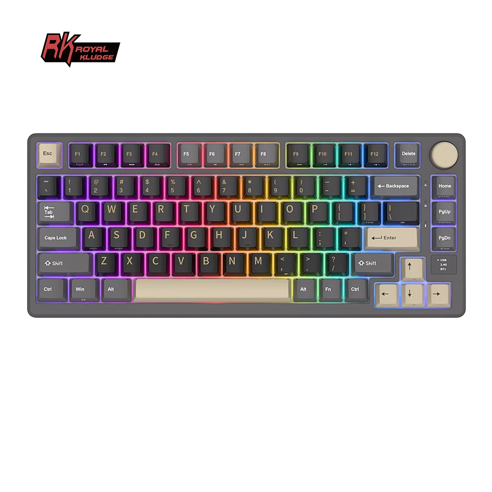 

RK ROYAL KLUDGE M75 Прокладка Механическая клавиатура 2,4G Беспроводная/Bluetooth/USB 75% RGB Игровая клавиатура с возможностью горячей замены и дисплеем