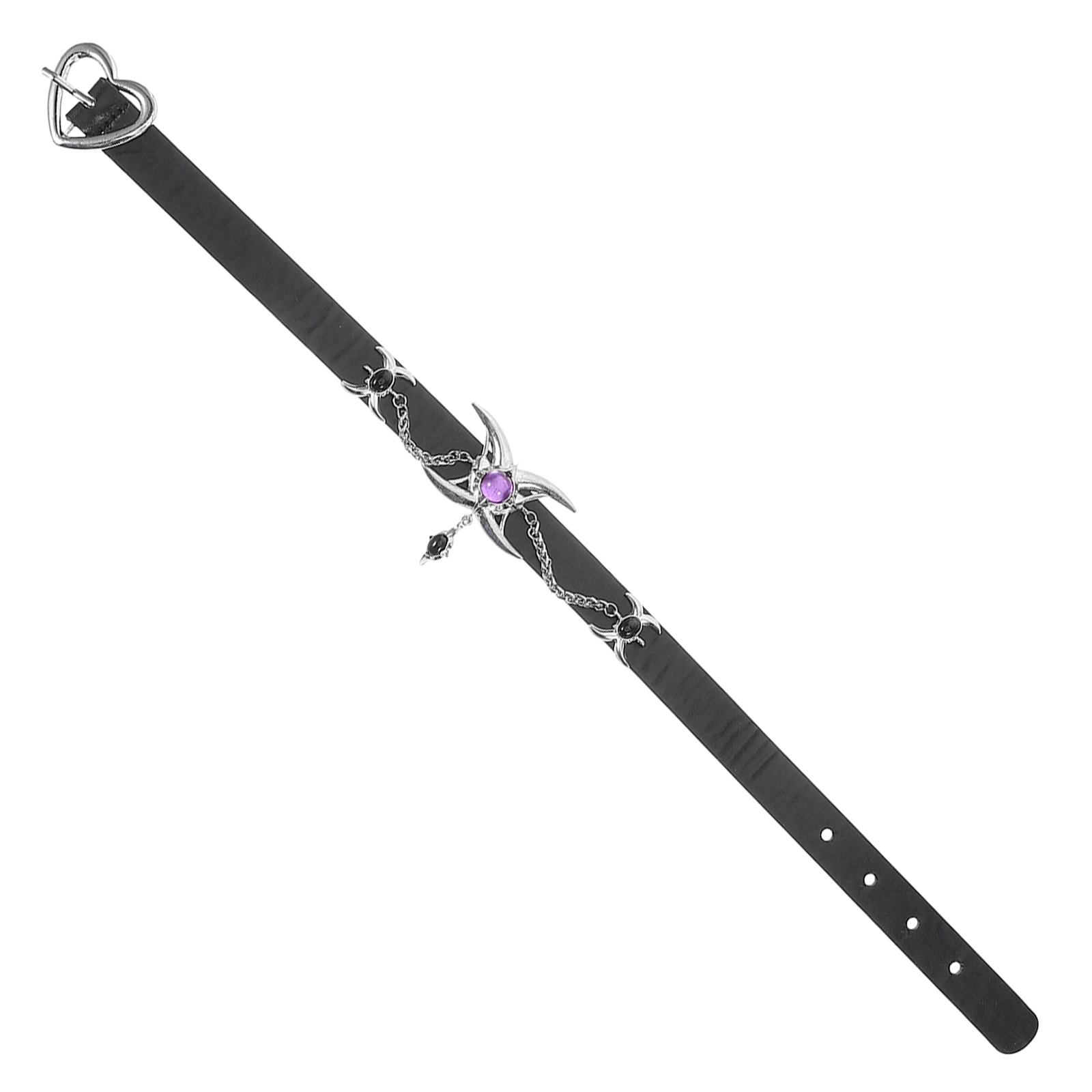 

Choker Necklaces Belt Collar Adjustable Chain Black Spooky Punk Gothic Women Necklace PU Party Stylish Pendant