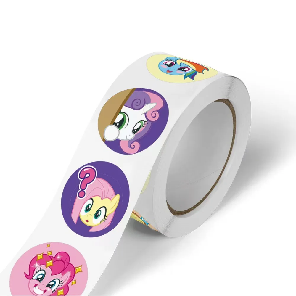 500Pcs My Little Pony Round Stickers Self Adhesive Sealing Tape Labels Gift Wrapping DIY Decor Stationery Stickers
