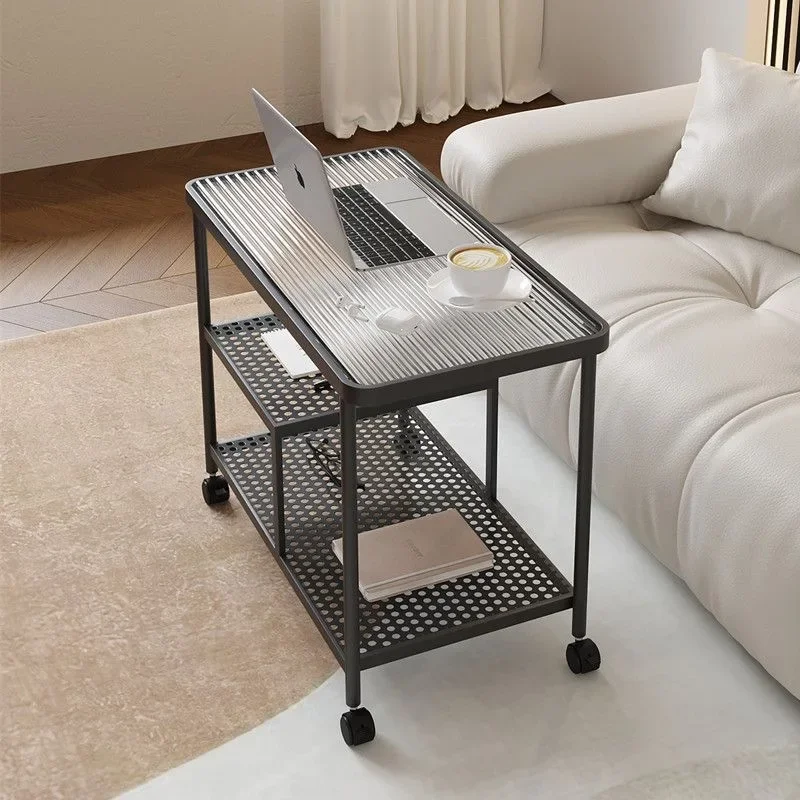 Nordic style mobile sofa side table, home small apartment bedside table, side cabinet corner table, small cart, internet-famous