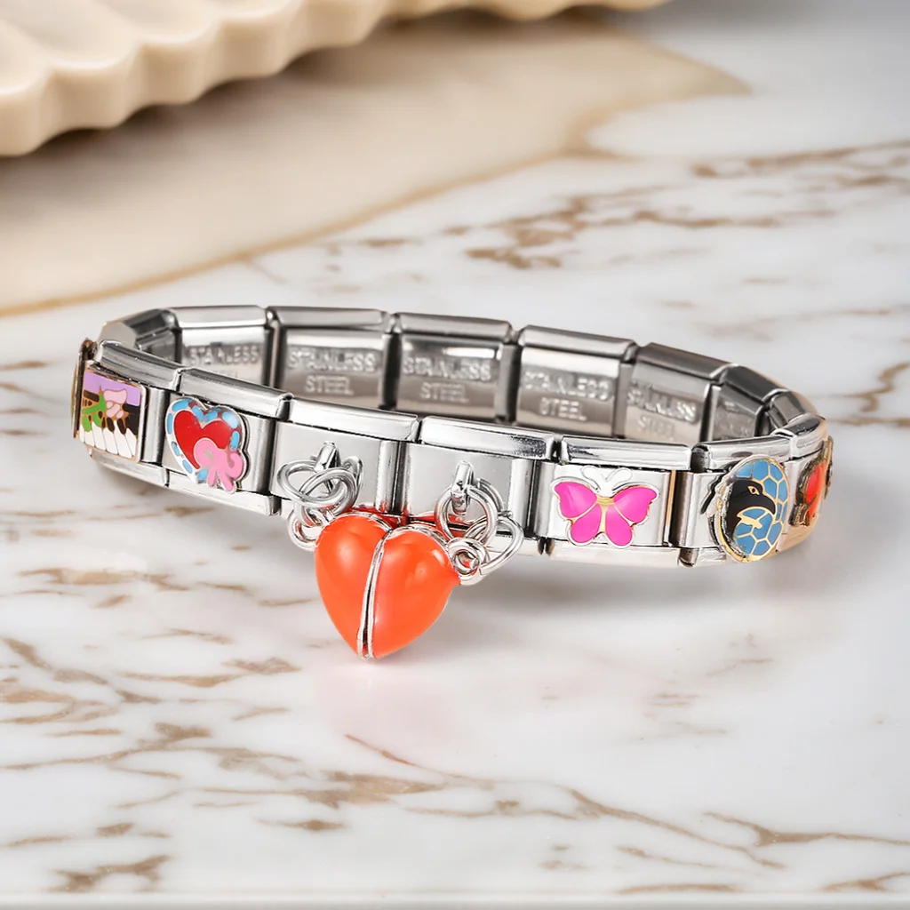 URING luminescent Heart Style Removable Magnetic Attraction Italian Charm Link Fit 9mm Stainless Steel Bracelet DIY Jewelry