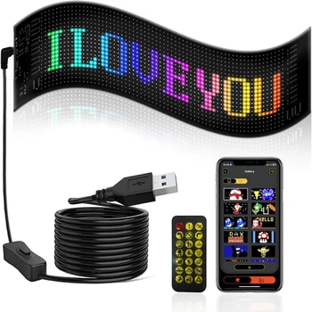 Scrolling advertising LED car sign USB RGB custom animation programmable text pattern App control Bluetooth Logo light display