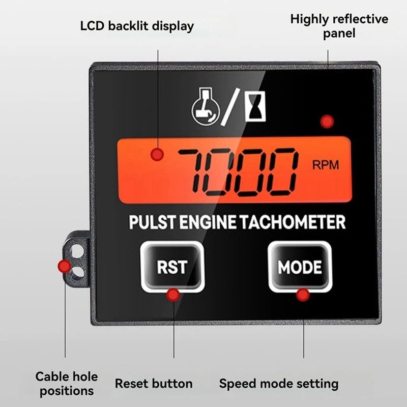 Tachometer Hour Meter Backlight Display RPM Digital Display Battery Replaceable Handheld Induction Chainsaw Lawnmover