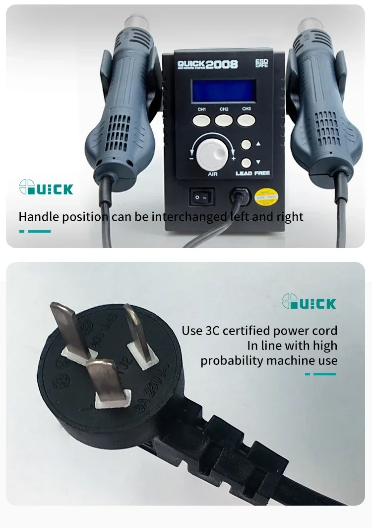 Welding Desoldering Repair Tools Anti-static Digital Display Hot Air Soldering Station Iron QUICK 706W+