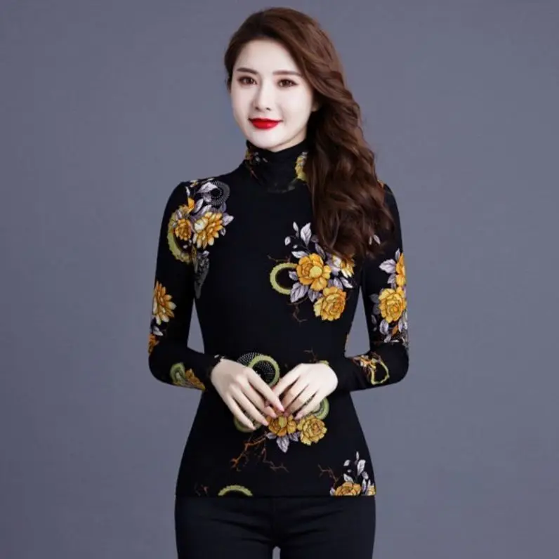 Semi-turtle Collar German Velvet Bottoming Shirt Slim-fitting Covering the Flesh and Showing Slimming Long-sleeved Inner Wear