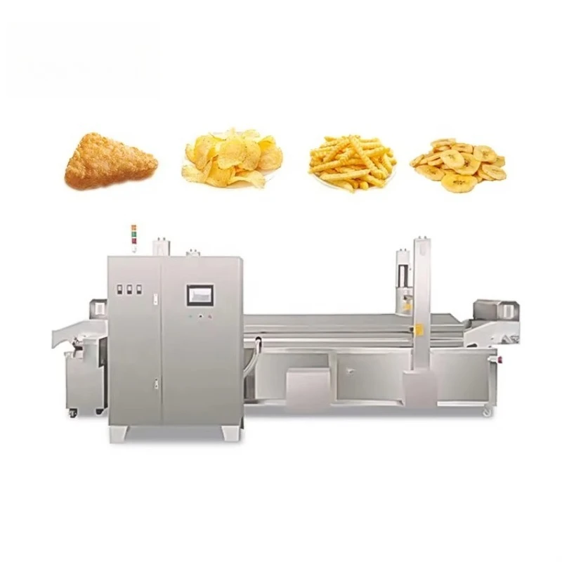 Industrial Continuous Automatic Fryer for Crispy Shrimp Fish Frying Machine Commercial Food Processing Custom