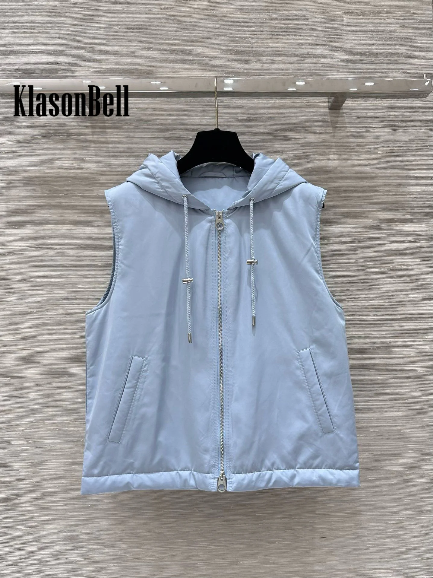 9.25 KlasonBell Women\'s Autumn Winter New Wool Button V-Neck Cardigan Jacket + Cotton Hooded Lace-up Zipper Vest Two Piece Set