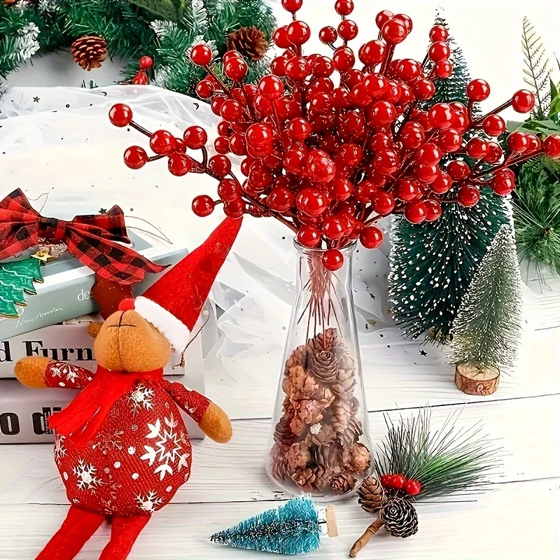 

Christmas Decoration Home Room Decor Wedding Decor New 30Pcs Red Cherry Artificial Pine Branches Holly Berries H1620-H2429-1