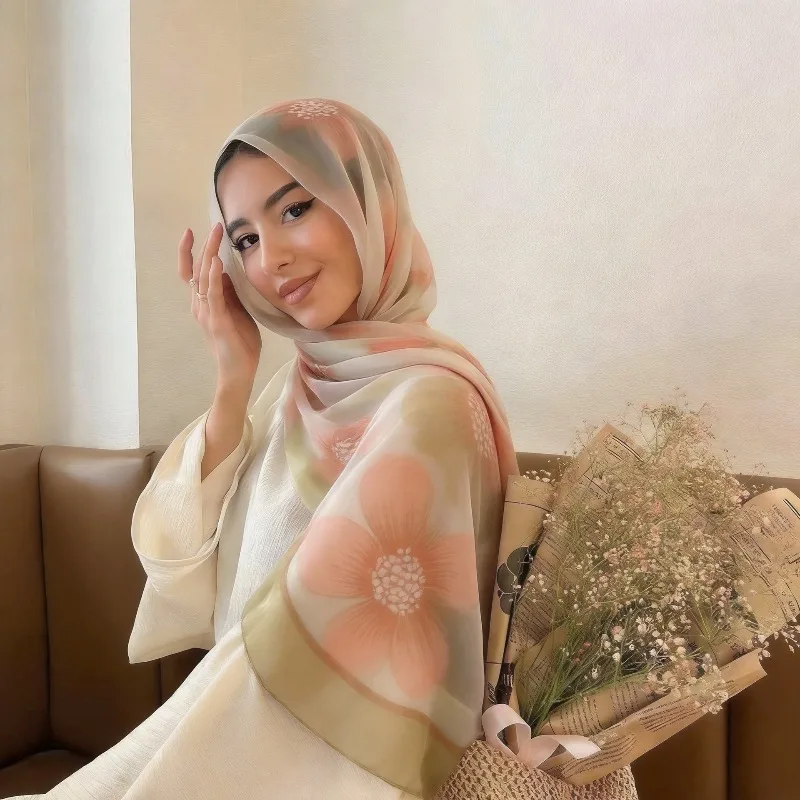 

Versatile Thin Breathable Silk Scarf Shawl Spring and Summer Women's Print Bali Yarn Headscarf Long Scarf