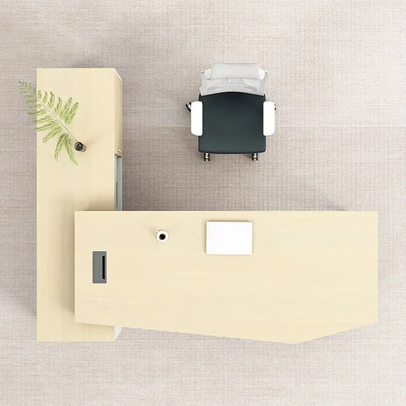 Corner Standing Office Desk Luxury L Shaped Executive Setup Computer Desks Storage Supplies  High Quality
