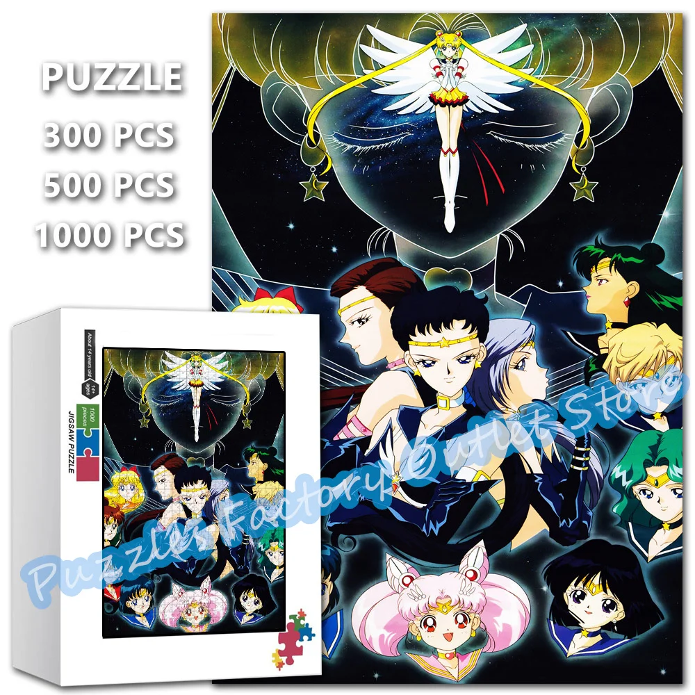 Japanese Beauty Girl Jigsaw Puzzles 300/500/1000 Pieces Sailor Moon Sailor Mercury Sailor Mars Puzzle for Kids Intellectual Toys