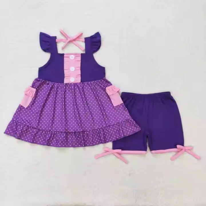 

Purple bow Kids Princess Dress Set – 2-Piece Sibling Outfits for Girls, Baby Girl Matching Dresses, High-Quality Contest Wear