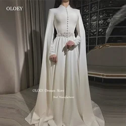 OLOEY Elegant Wedding Dresses With Jacket For Women Bride High Neck Bridal Gowns White Formal Dresses Floor Length Customized