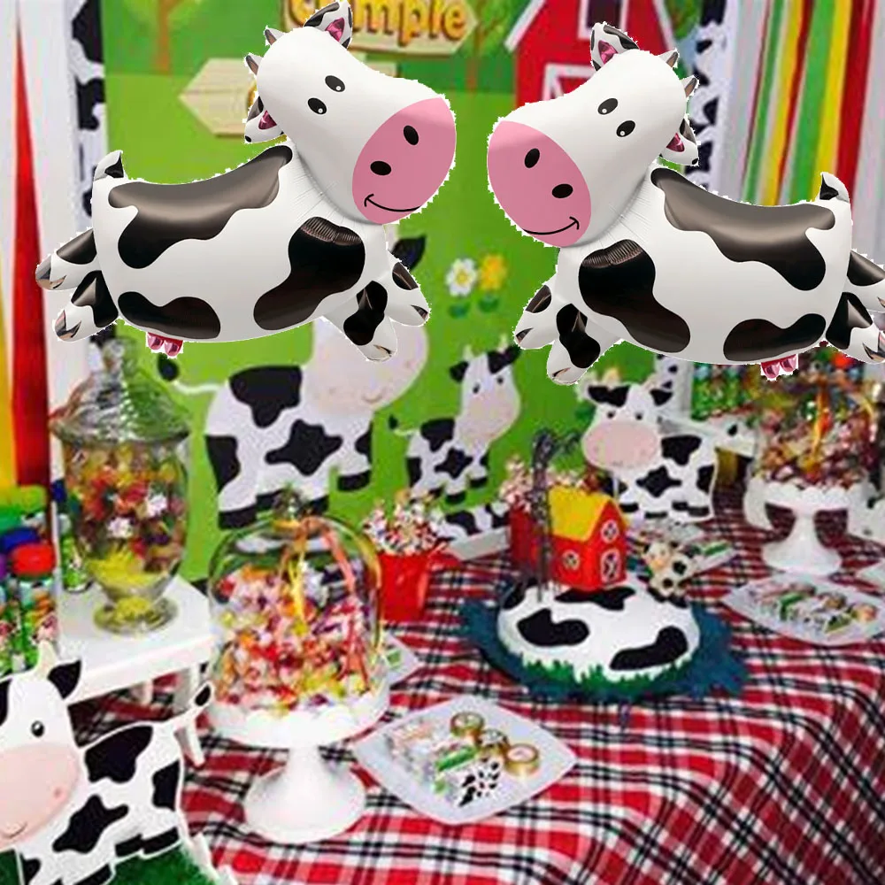 2 قطعة بالونات رقائق البقرة على شكل بقرة بالون هيليوم لمزرعة حفلة عيد ميلاد الديكور استحمام الطفل مزرعة الحيوان موضوع لوازم الحفلات