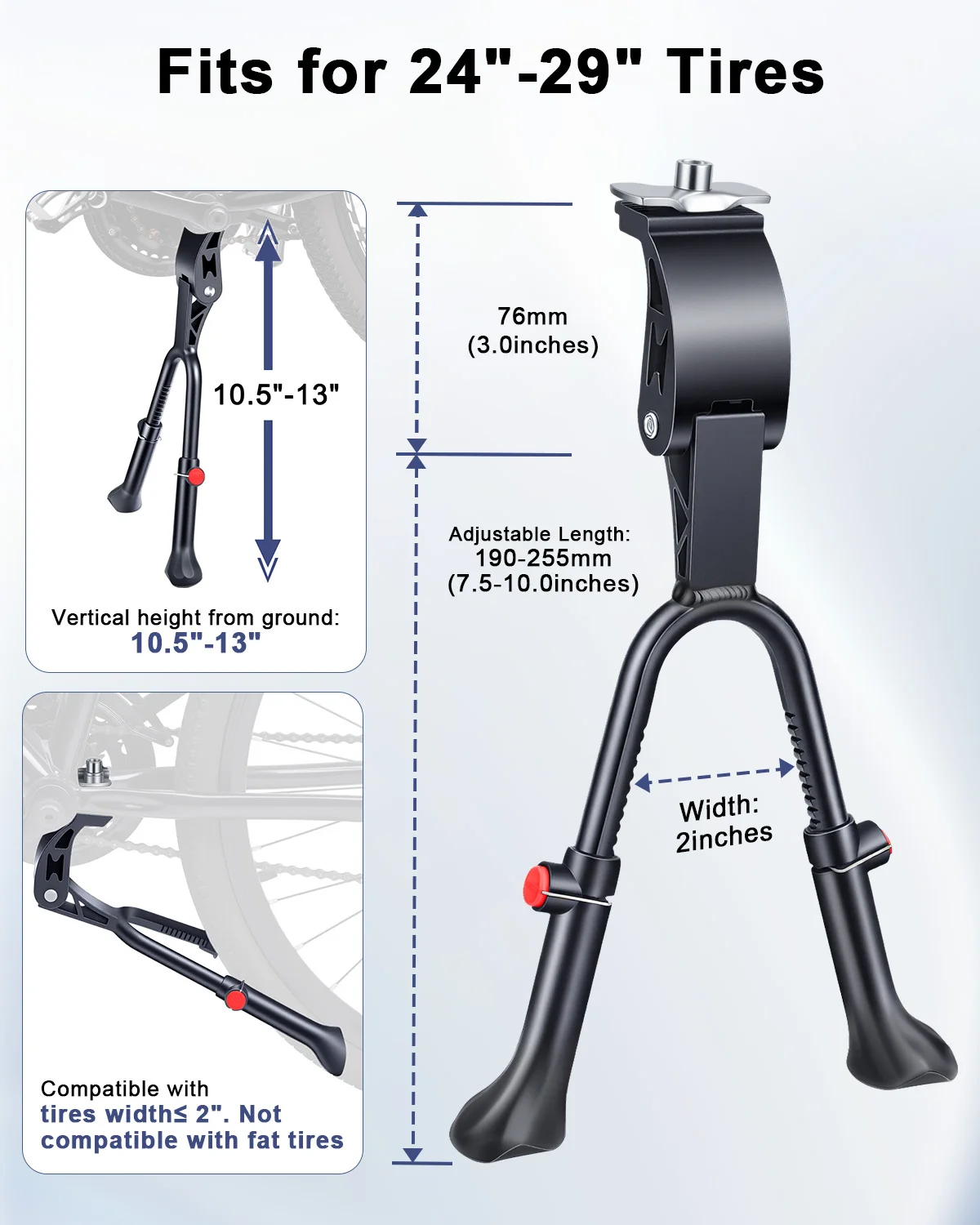 Wsdcam Adjustable Double Leg Bike Kickstand 30KG Bearing Aluminum Alloy Center Bicycle Stand For 26‑29 Inch MTB Cargo Bikes view 4