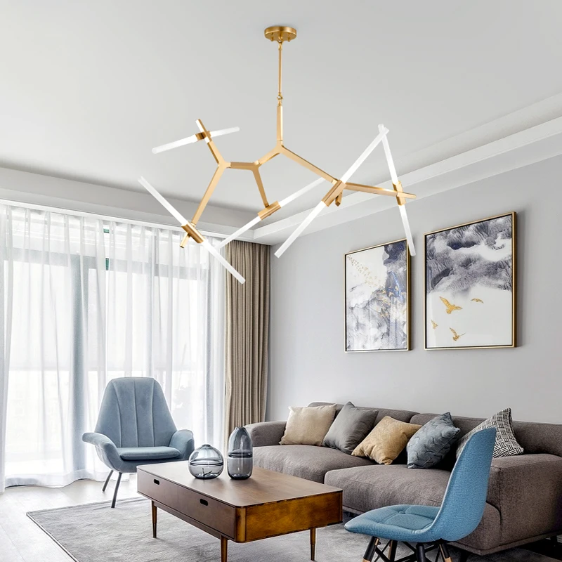 Modern Minimalist Glass Tube Light Luxury Pendant Lamp LOFT Industrial Herringbone Branches Nordic Tree Chandeliers Lighting