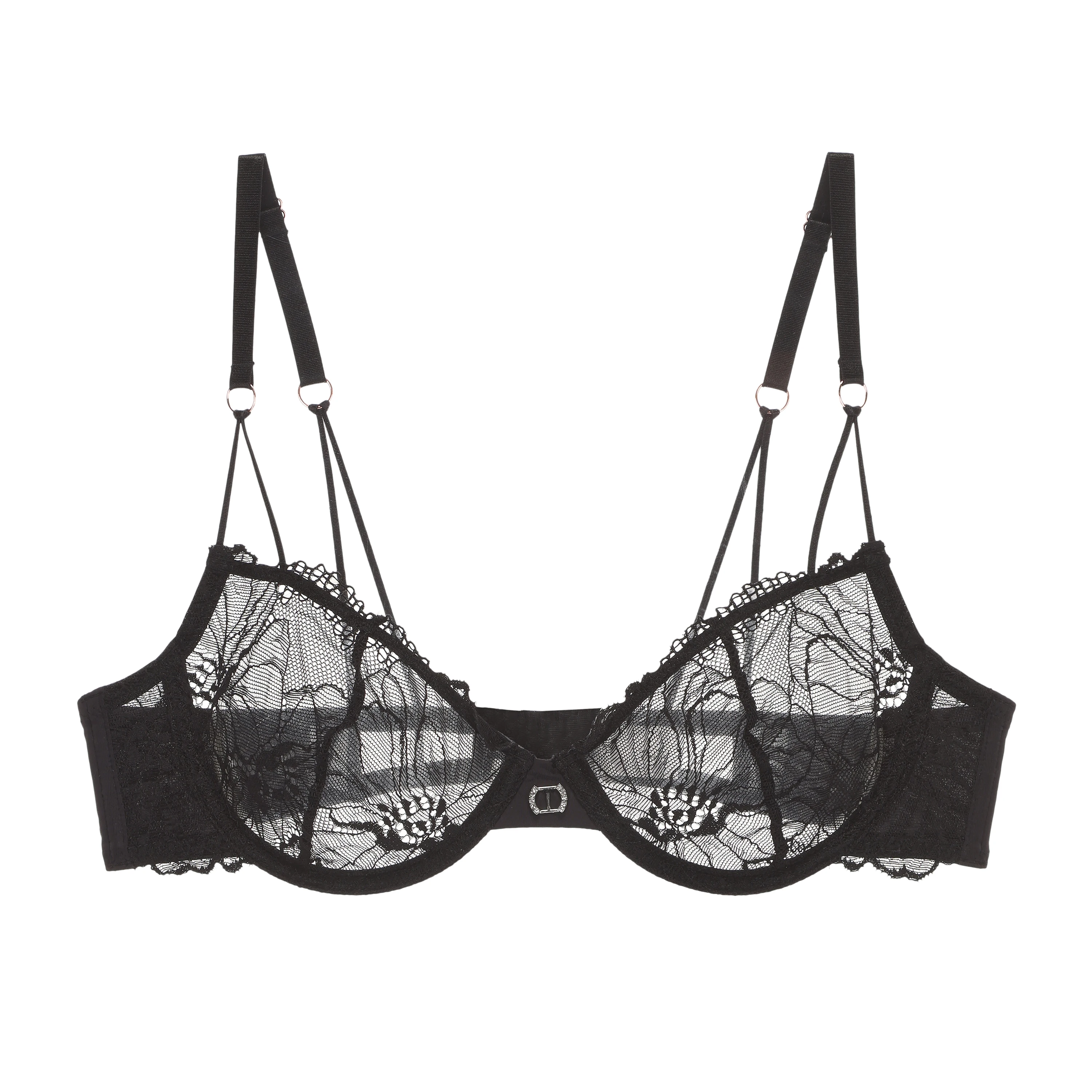 Women's Sexy Lace Push Up Plus Size Bra Sheer Balconette Underwire Unlined