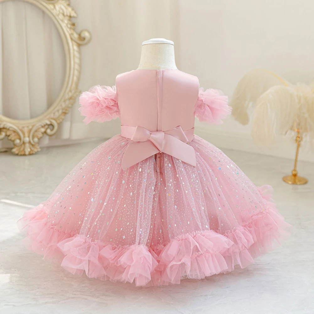 HETISO Girls Princess Dress for Party Sparkling Sequins Children's Birthday Holiday Wear Kids Gown 1-4 Years